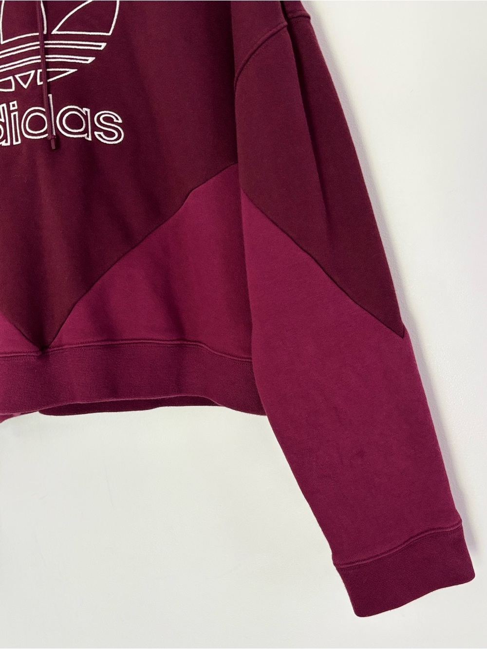 Adidas Originals CLRDO Maroon Hoodie Medium Fleece Lined Oversized Cropped - Picture 7 of 16